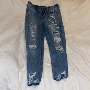 American Eagle High Rise Ripped Skinny Jeans , Size 12 Short